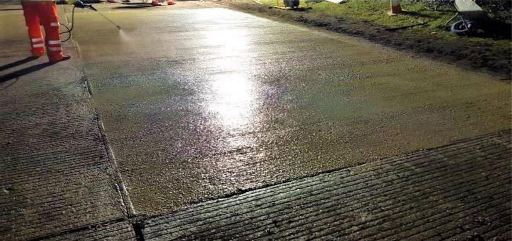 Completed concrete trial bay on the A14 near Haughley