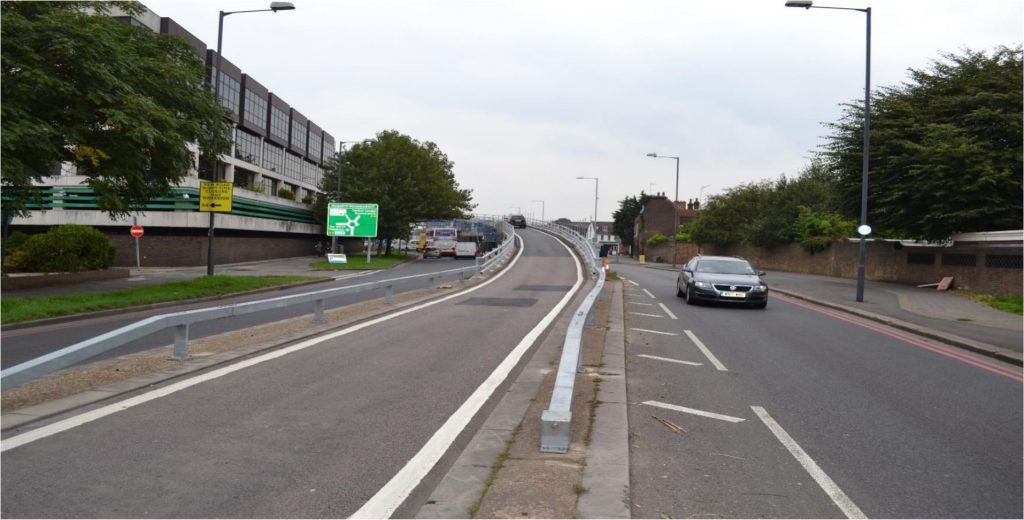 Road leading onto the Hogarth Flyover
