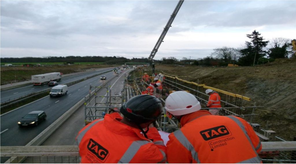 TAG supervisors overlooking bridge works above the M20 at Junction 10a