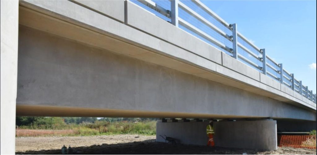 New concrete bridge deck over the River Mole at Horley