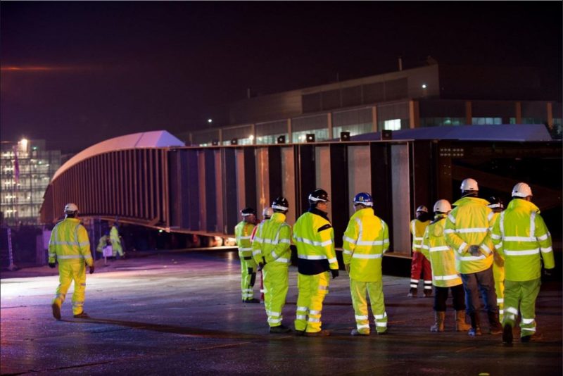 TAG team on site at night beside the Leigh Road bridge in Slough